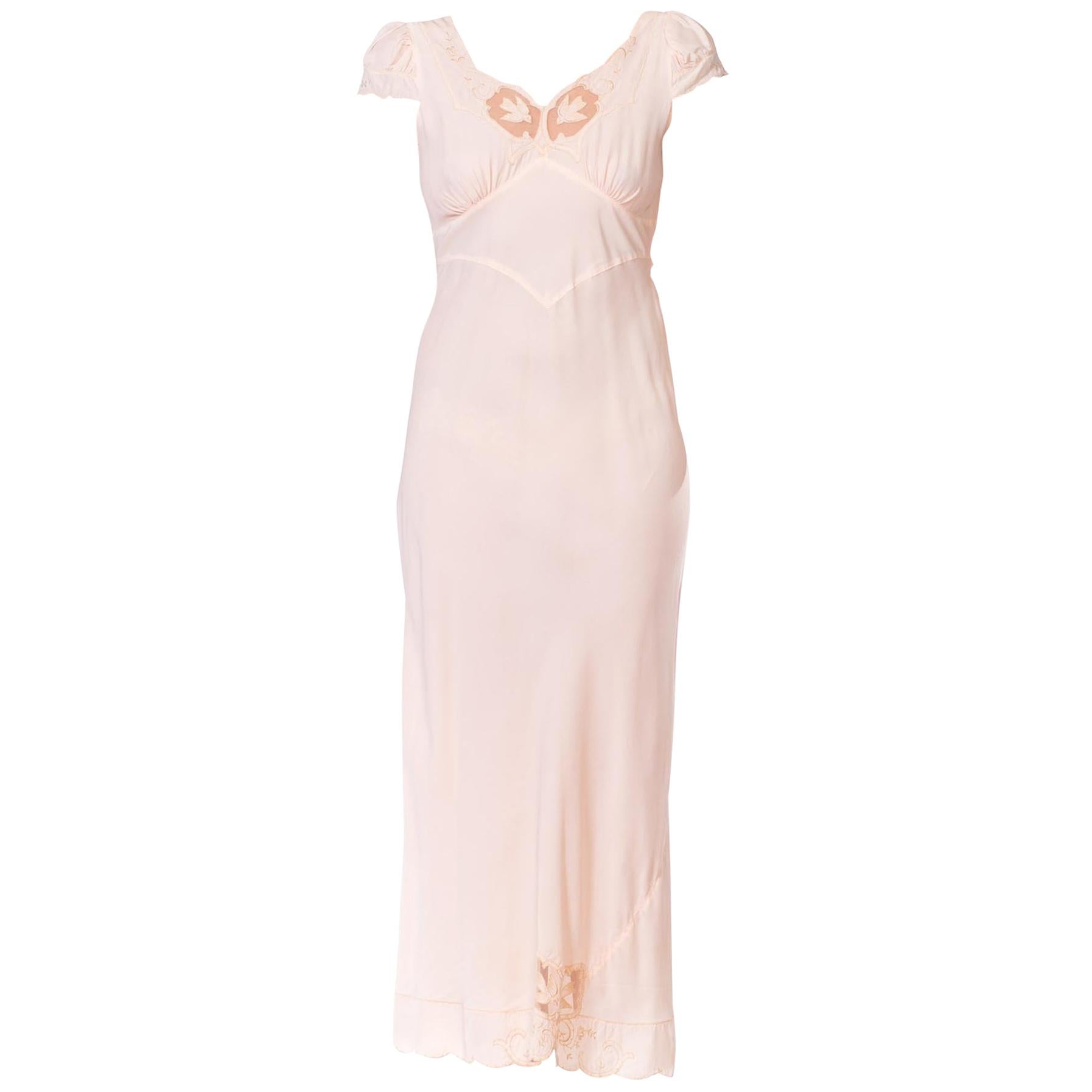 1940s Love Bird Bias Rayon Negligee Slip Dress