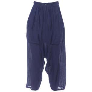 1980S MARITHE + FRANCOIS GIRBAUD Navy Linen Miyake Style Pants For Sale ...