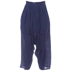 1980S MARITHE + FRANCOIS GIRBAUD Navy Linen Miyake Style Pants