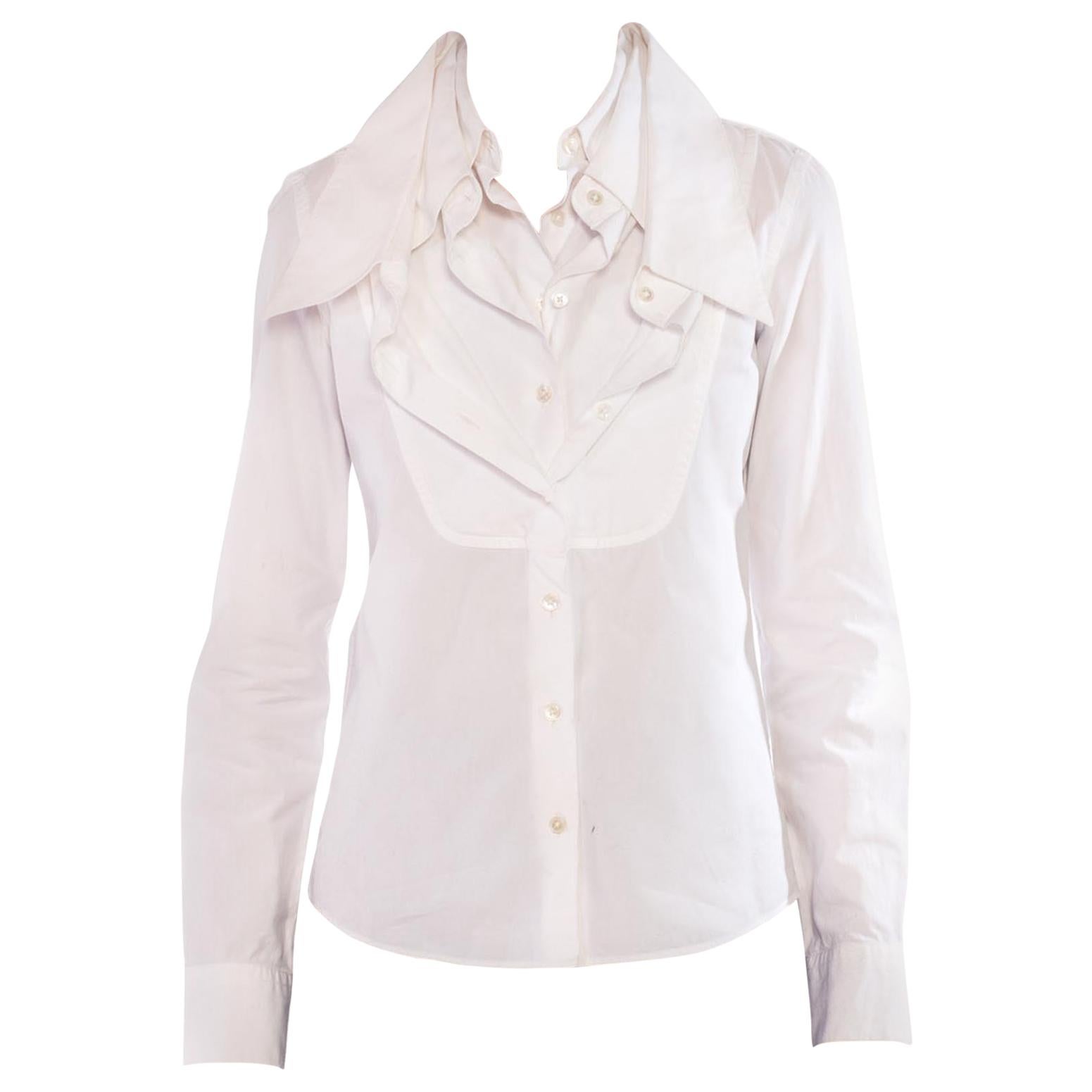 1990S VIKTOR & ROLF White Cotton Iconic Multi Collar Shirt For Sale