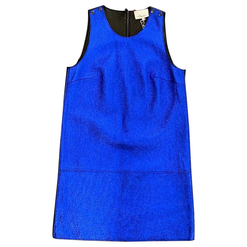 Philipp Plein electric blue Dress 100% lamb leather For Sale
