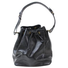 Louis Vuitton Bucket Noir Petit Noe Drawstring Hobo 869602 Black Leather Shoulde