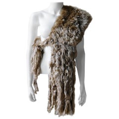Ann Demeulemeester Natural Light Beige Llama Fur Wrap Shawl Scarf