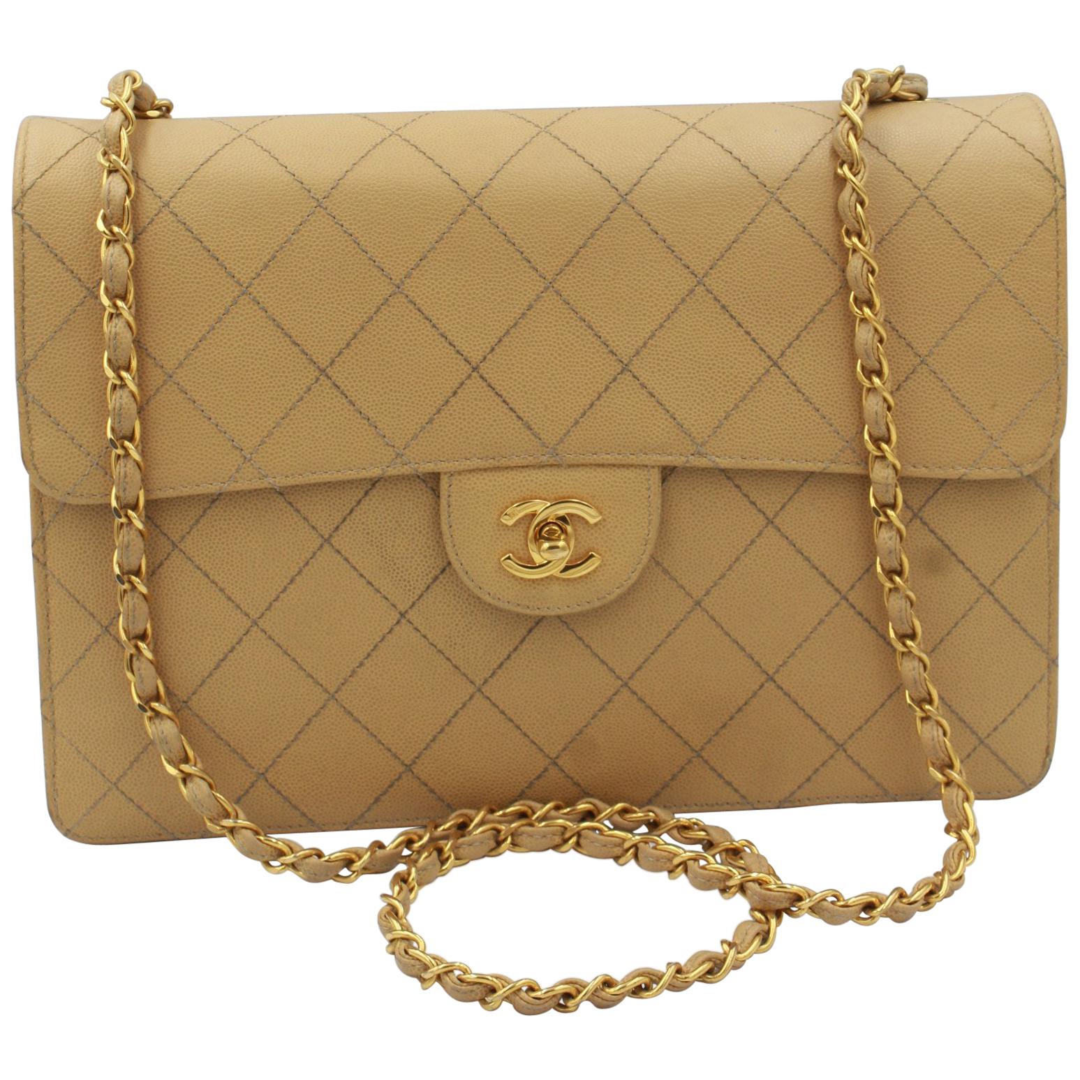 Vintage Chanel Timeless  Simple flap bag in grained leather
