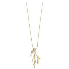 Goossens Paris Coral Branch and Rock Crystal Pendant Necklace