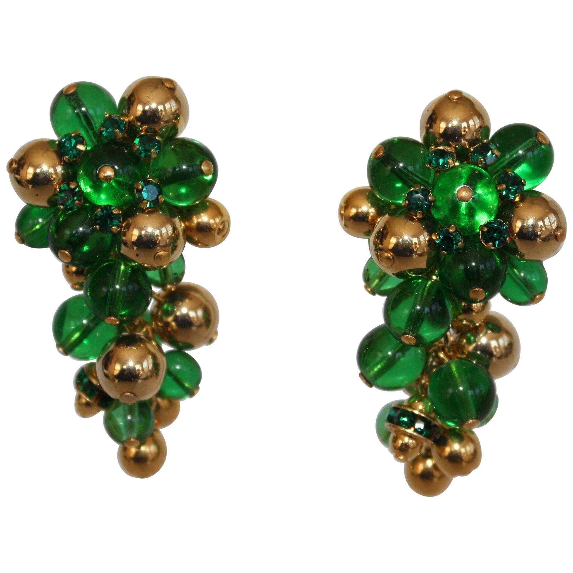 Francoise Montague Green and Gold Grape Inspired Clips