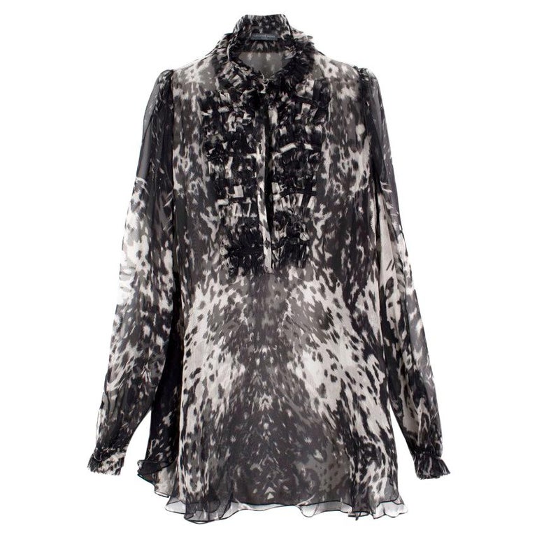Alexander McQueen Sheer Silk Blouse US 6 at 1stDibs | sheer silk blouses