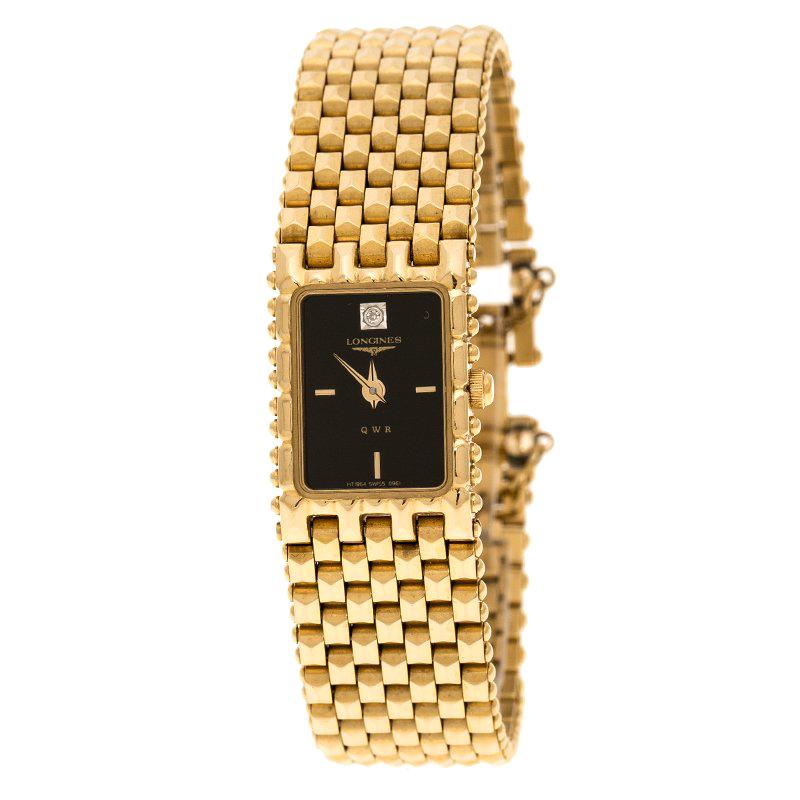 Longines Black Gold Plated Vintage QWR 