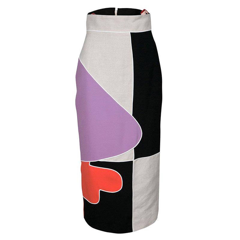 Roksanda Ilincic Geometric Colorblock Reza Midi Pencil Skirt S