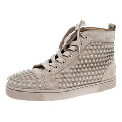 Christian Louboutin Beige Leather Louis Spike High Top Sneakers Size 40