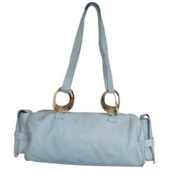 Used Gianni Versace Turquoise Leather Baguette Bag