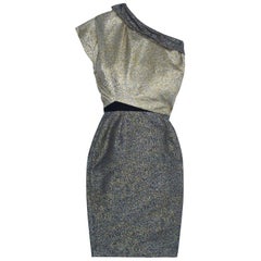 Victoria Beckham Fall 2010 Metallic One-Shoulder Cocktail Dress S
