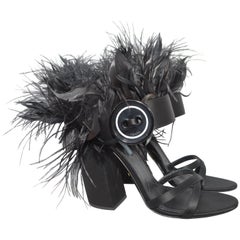 2017 Prada Feather Block Heel Sandals