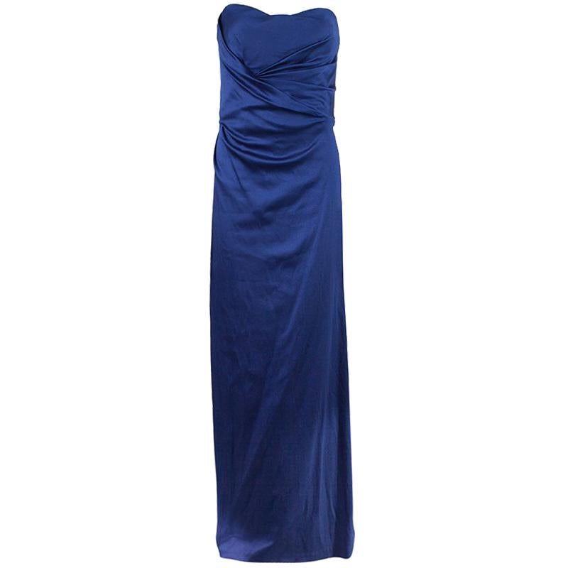 Alberta Ferretti Blue Strapless Fishtail Gown L