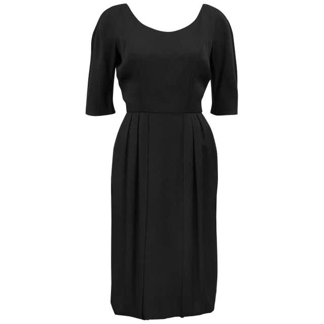 1960's Galanos Black Cocktail Dress with Leather Buttons at 1stDibs