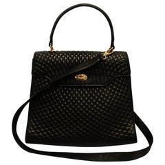 Bally Vintage Black Quilted Top Handle Bag