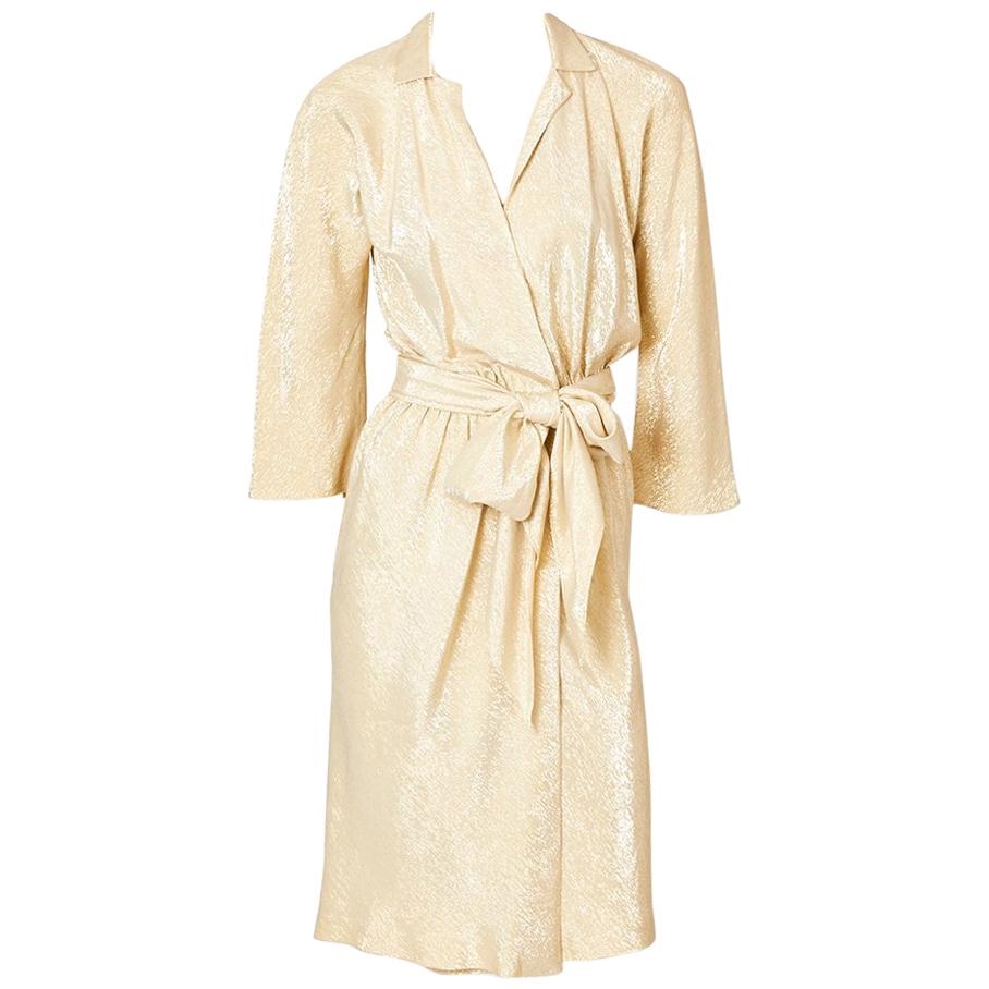 Halston Gold Lamé Wrap Dress