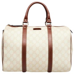 Gucci Boston Monogram Supreme Joy 867310 Ivory Coated Canvas Satchel