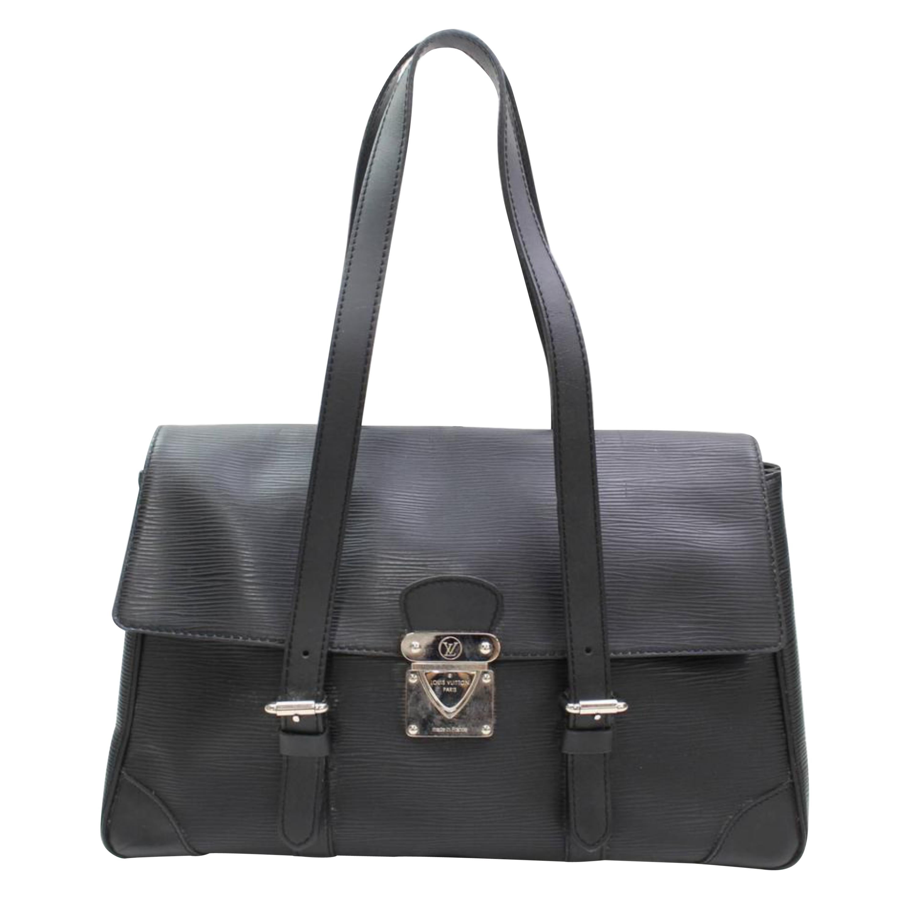 Louis Vuitton Segur Mm 867540 Black Leather Satchel For Sale