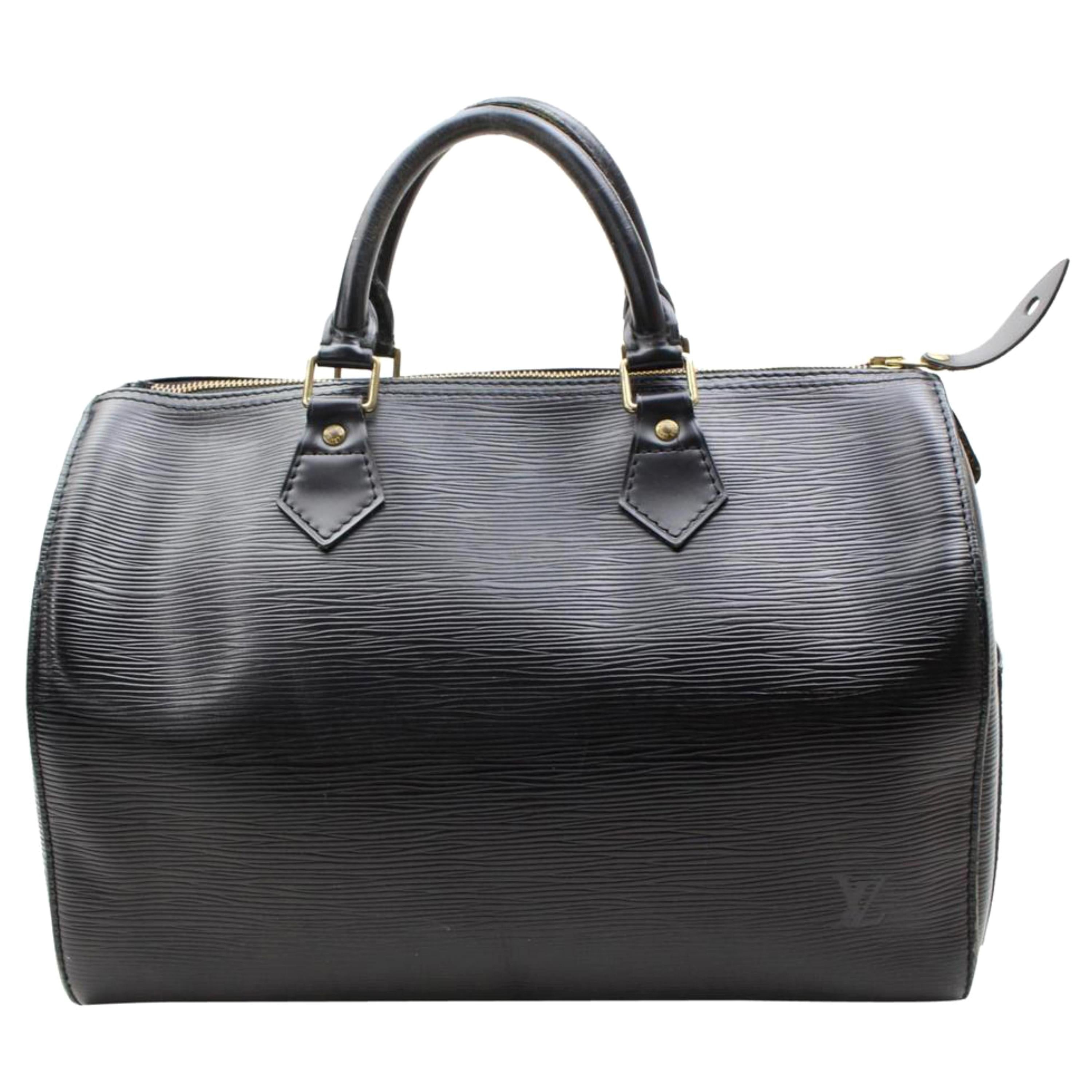 Louis Vuitton Speedy Epi Noir 30 867755 Black Leather Satchel For Sale