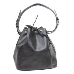 Louis Vuitton Bucket Noir Petit Noe Drawstring Hobo 869316 Black Leather Shoulde