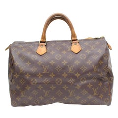 Used Louis Vuitton Speedy Monogram 35 869197 Brown Coated Canvas Satchel