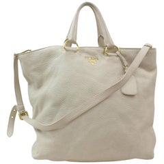 Prada Daino 2way 869126 White Leather Tote