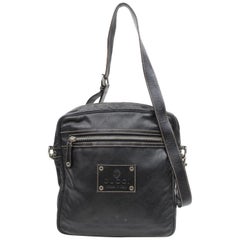 Gucci Logo Messenger 868356 Black Leather Shoulder Bag
