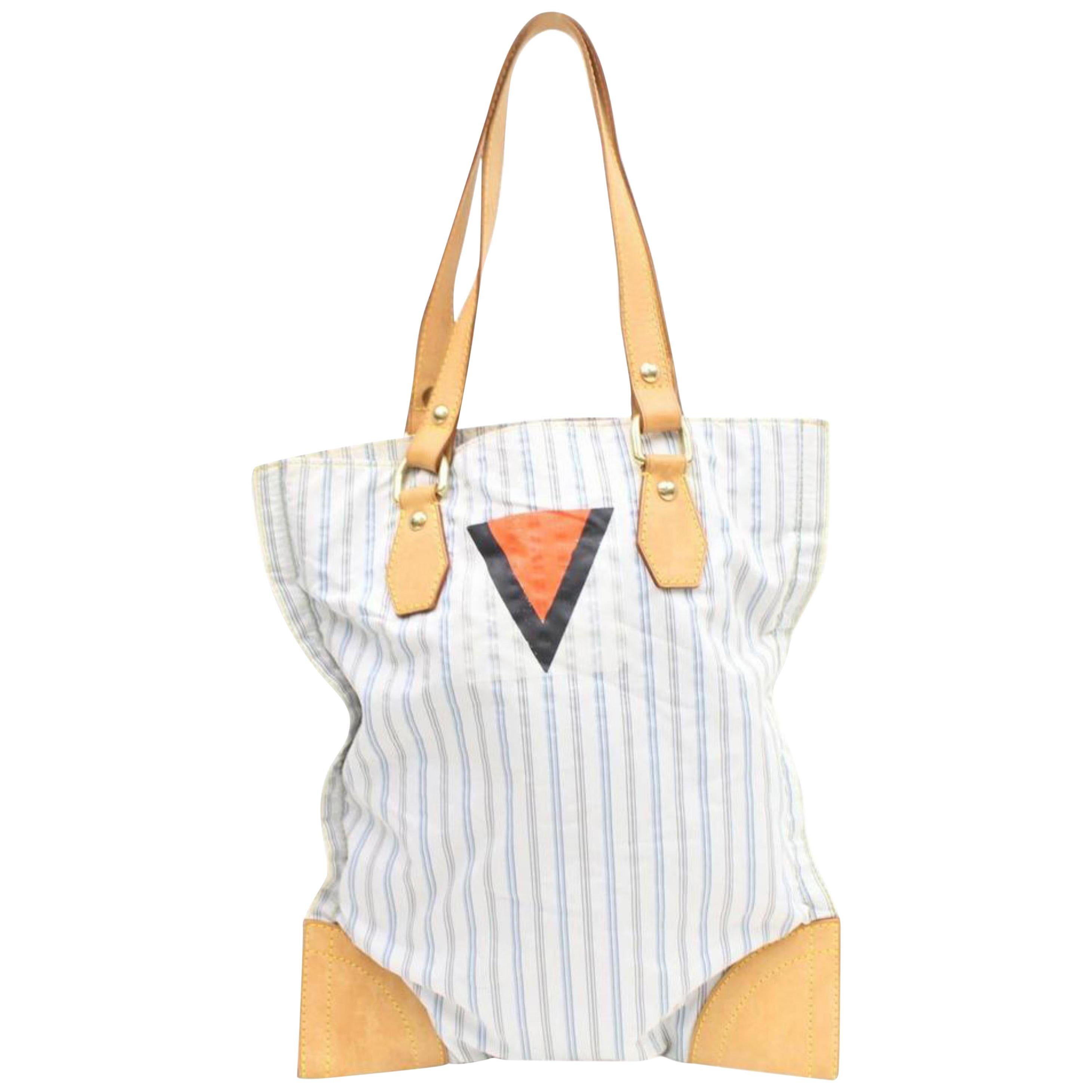 Louis Vuitton Cabas Mini Lin Monogram Tanger 868182 White Canvas Shoulder Bag For Sale