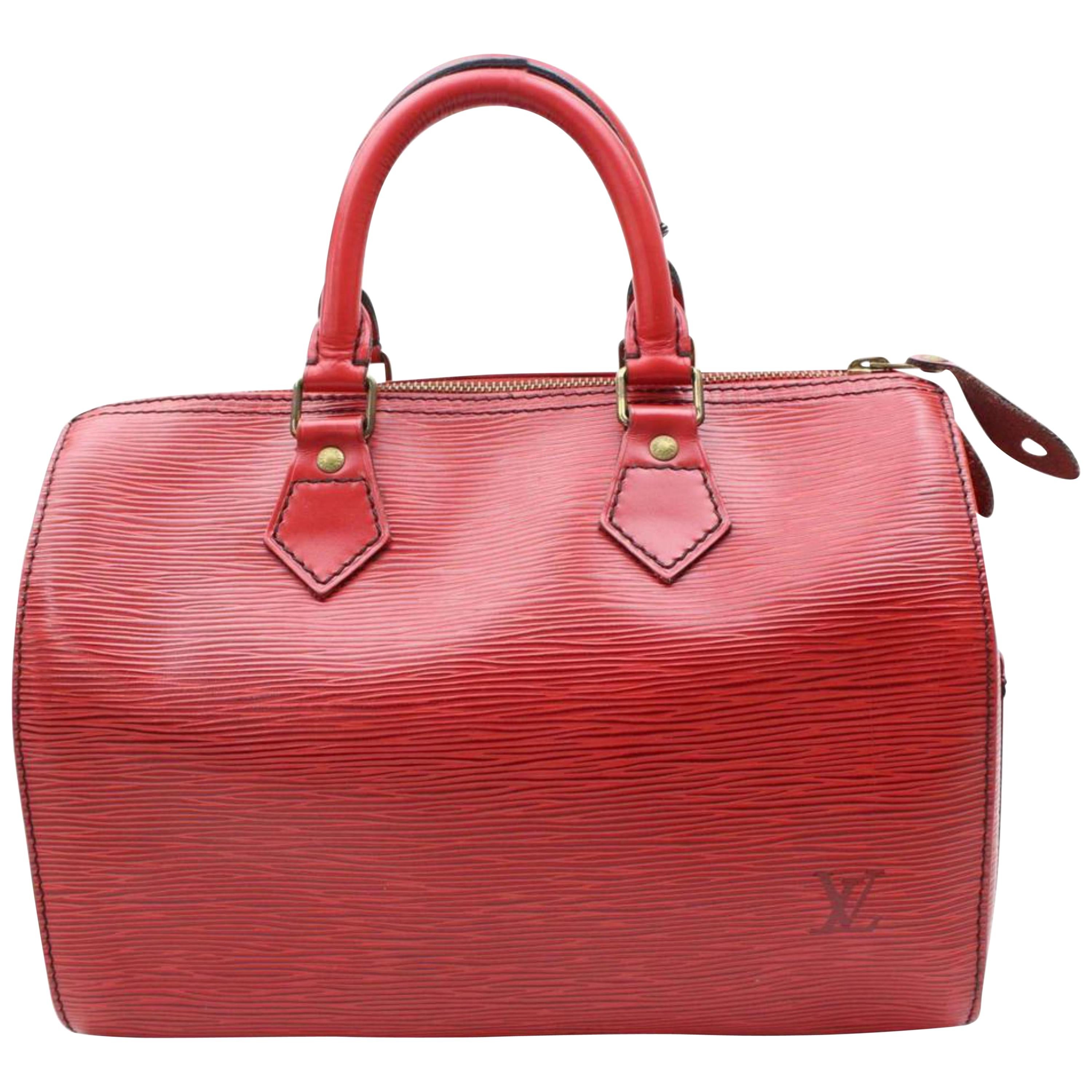 Louis Vuitton Speedy Epi 25 868169 Red Leather Satchel For Sale