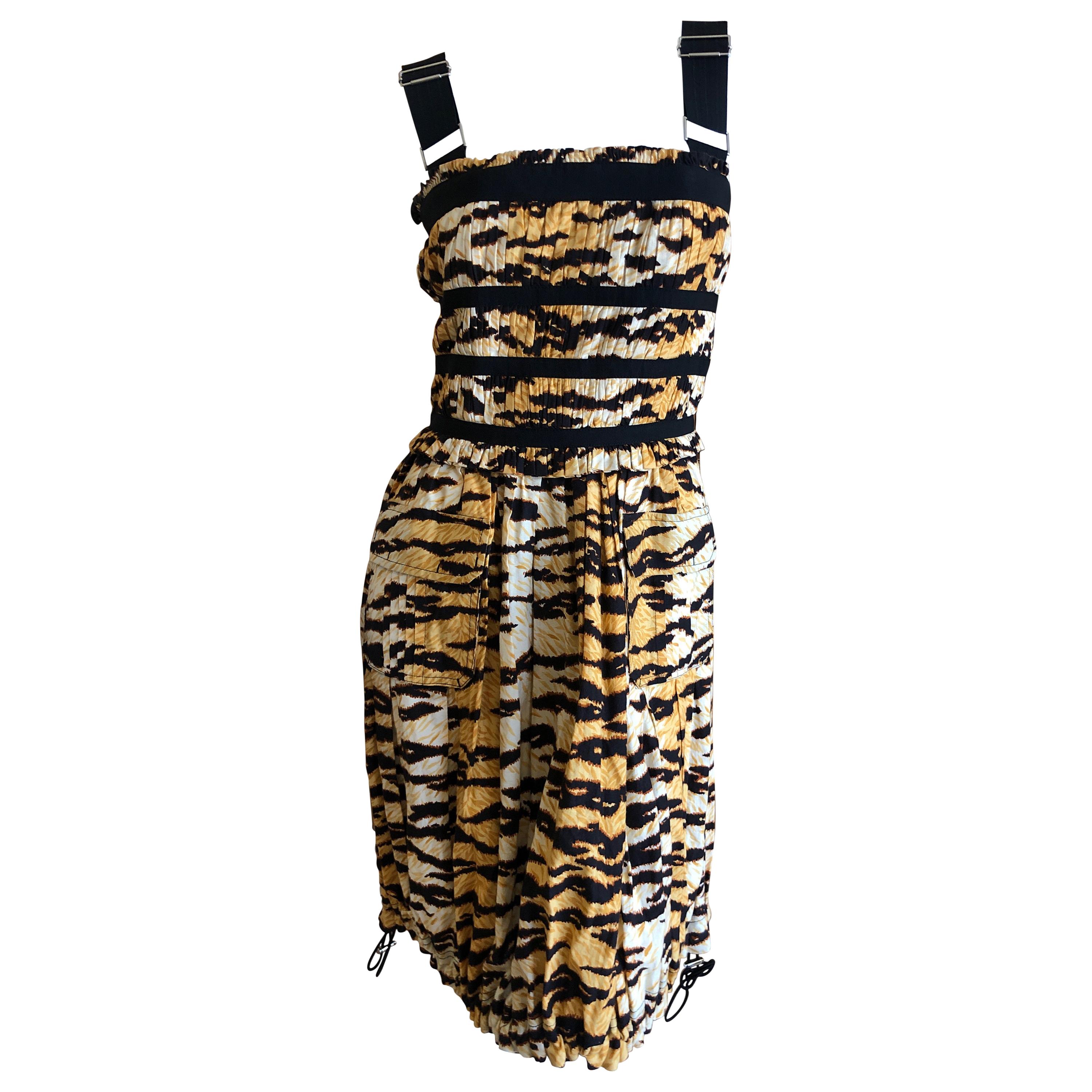 D&G Dolce & Gabbana Vintage Tiger Print Cotton Corset Dress For Sale