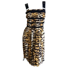 D&G Dolce & Gabbana Vintage Tiger Print Cotton Corset Dress