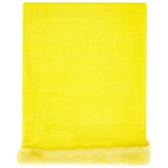 Verheyen London Handwoven Mink Fur Trimmed Cashmere Shawl in Yellow  - New 