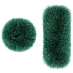 Verheyen London Snap on Jade Fox Fur Cuffs  - New