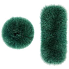 Verheyen London Snap on Jade Fox Fur Cuffs  - New 