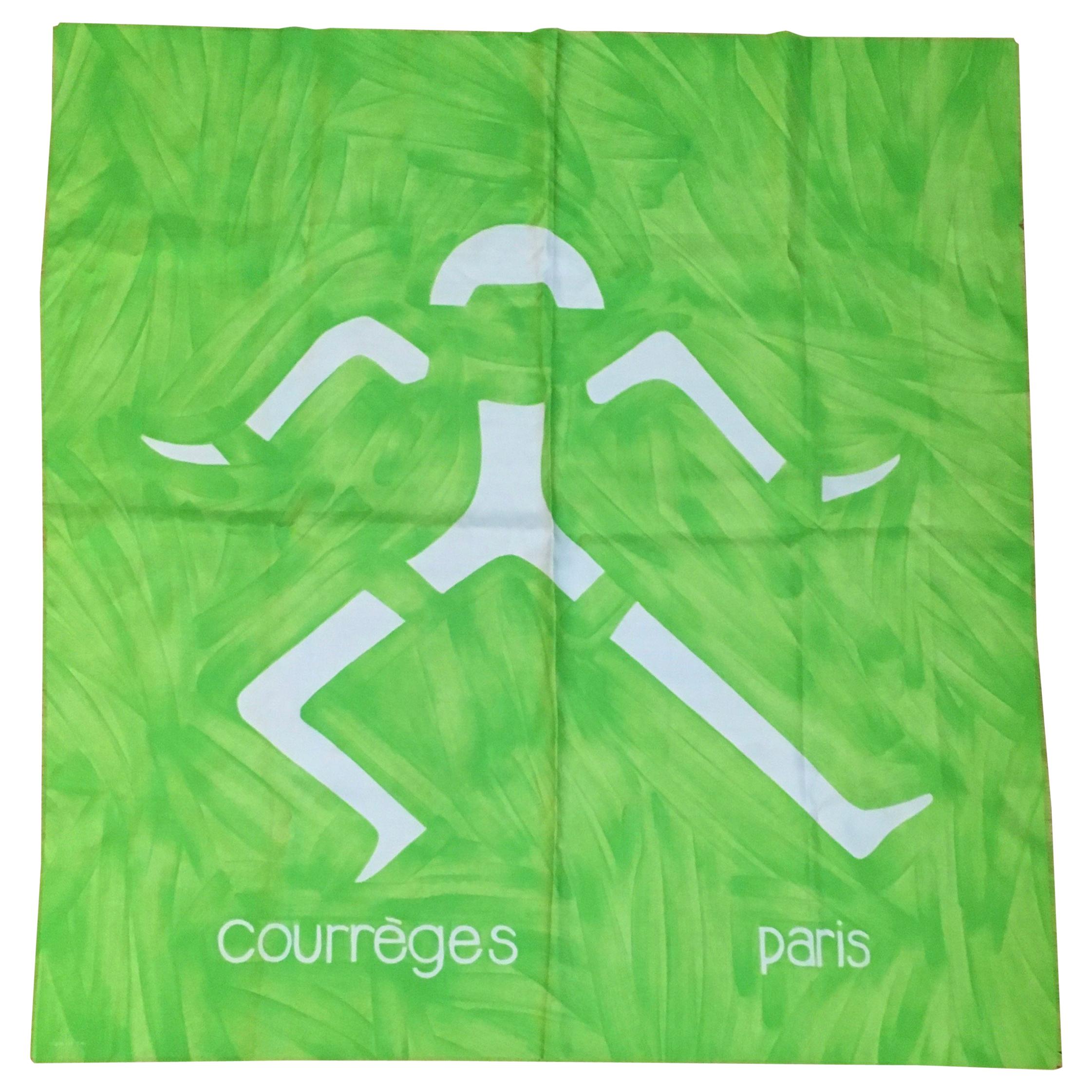 Courreges Neon Green Abstract Man Scarf 1960s For Sale