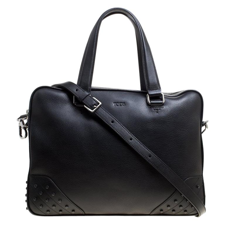 Tod's Black Leather Briefcase For Sale at 1stDibs