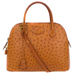 Hermes Bolide Ostrich Struthio Gold Handbag