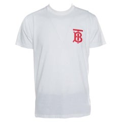 Burberry White B series Monogram Logo Detail Limited Edition Crew Neck T Shirt X