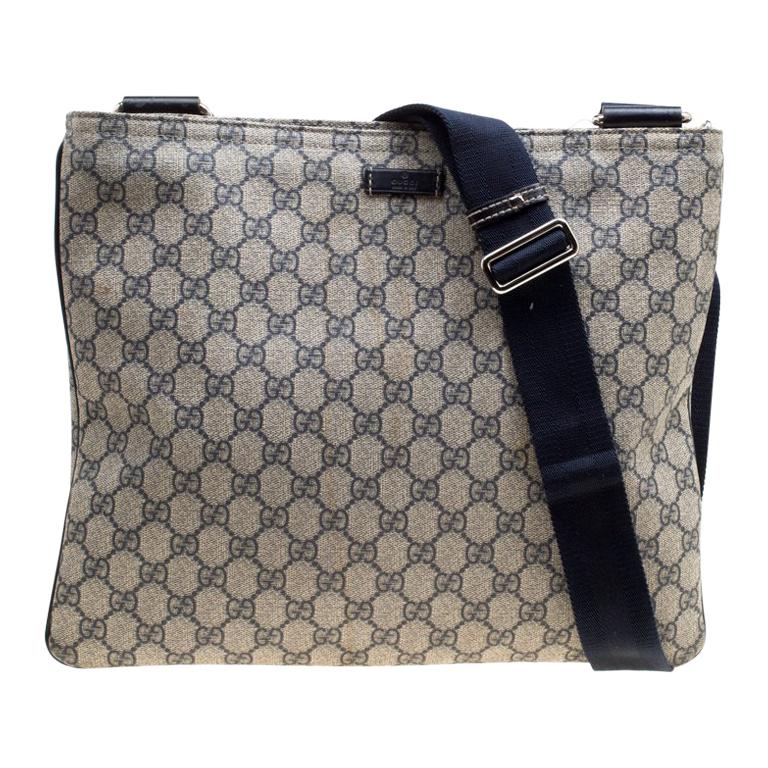 Gucci Beige/Blue GG Supreme Canvas Messenger Bag For Sale at 1stDibs