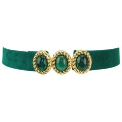 1980's Mimi di N Emerald Green & Gold Buckle With Belt