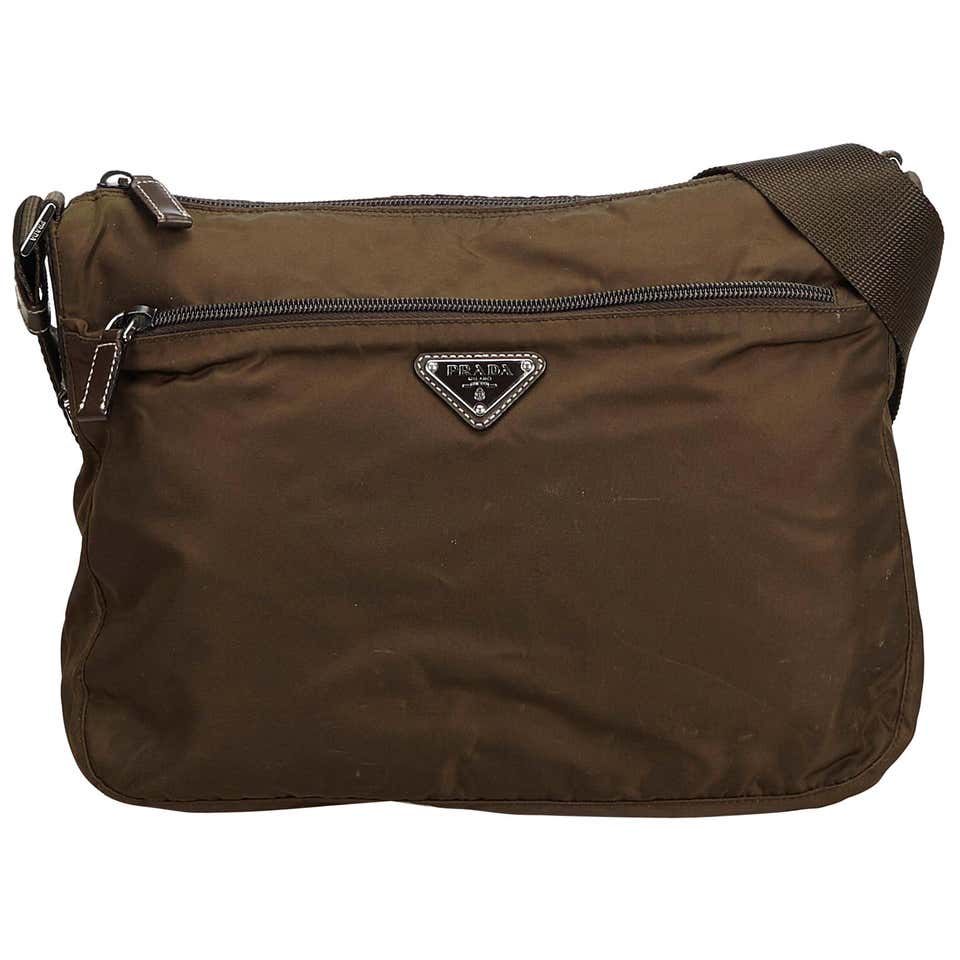 Prada Brown Nylon Crossbody Bag For Sale at 1stDibs | prada brown nylon bag
