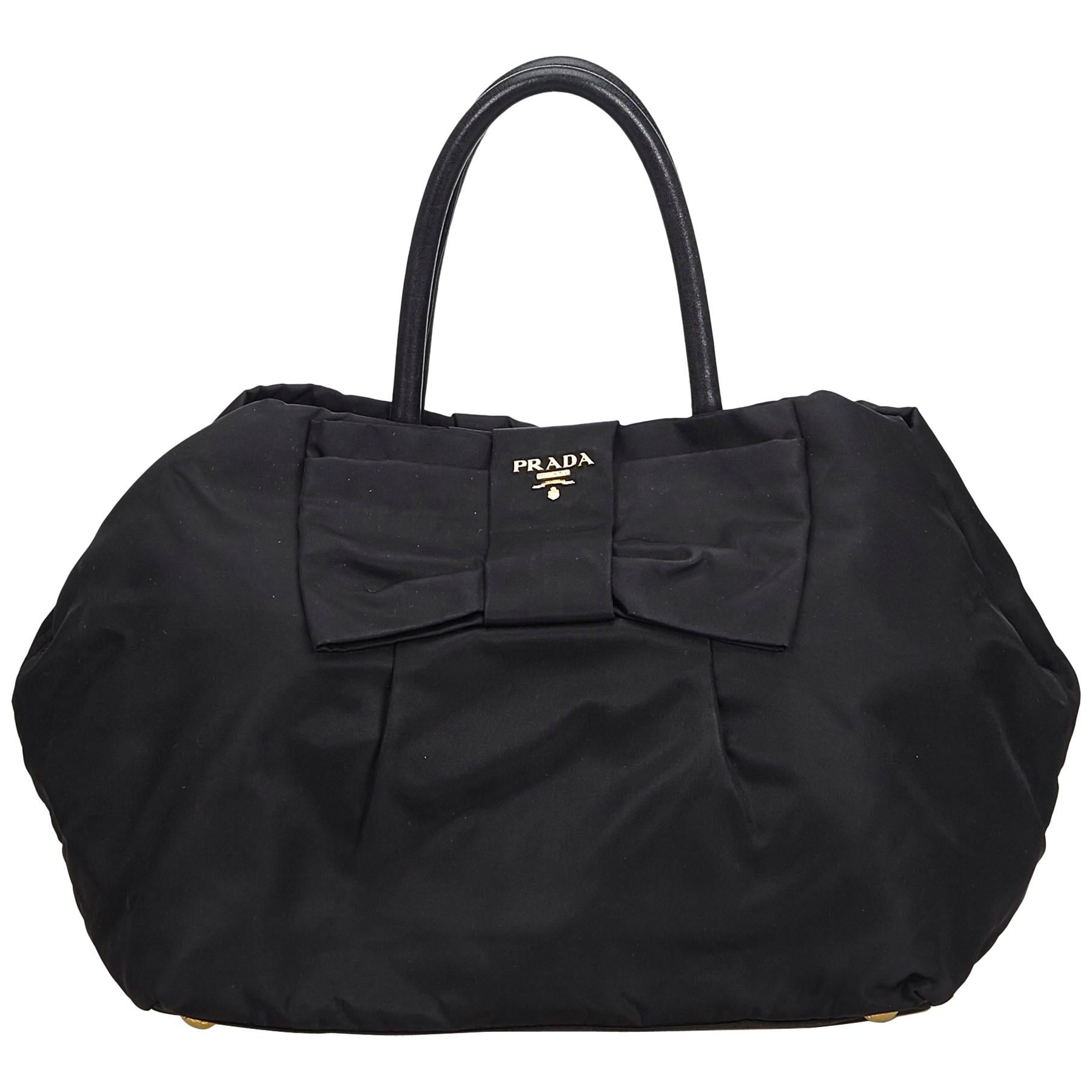 Prada Black Nylon Bow Handbag