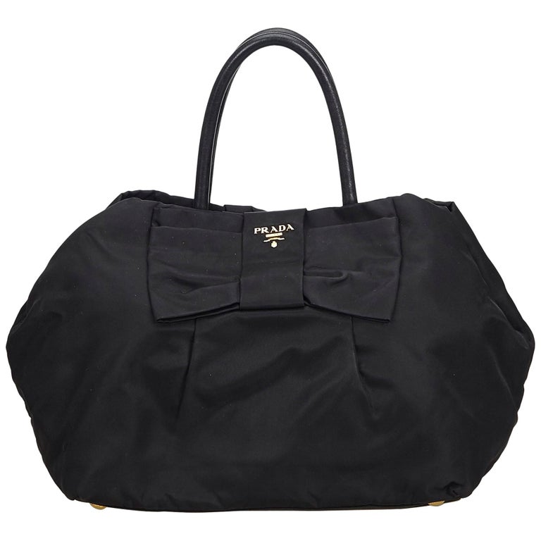 Prada Black Nylon Bow Handbag at 1stDibs