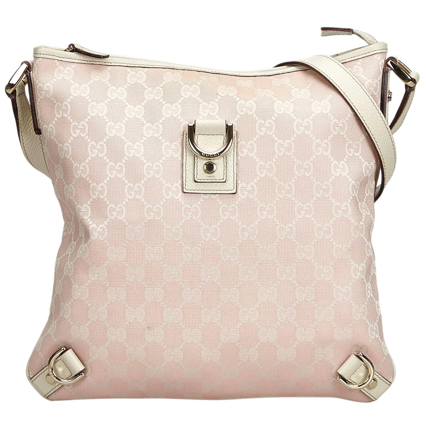 Gucci Pink GG Jacquard Abbey Crossbody Bag For Sale