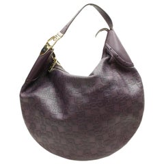 Gucci Horsebit Embossed Belt Hobo 867912 Purple Leather Shoulder Bag