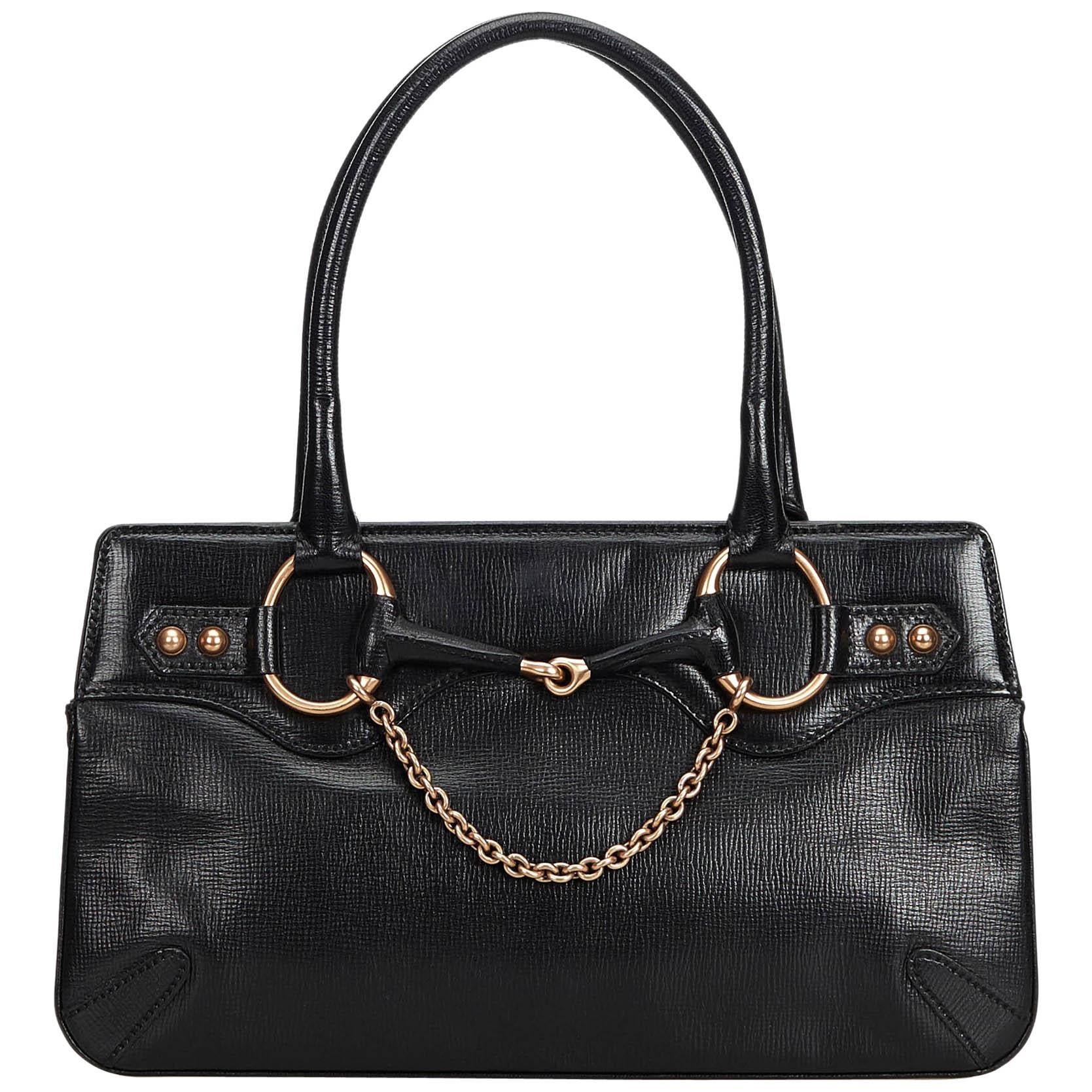 Gucci Black Horsebit Leather Handbag
