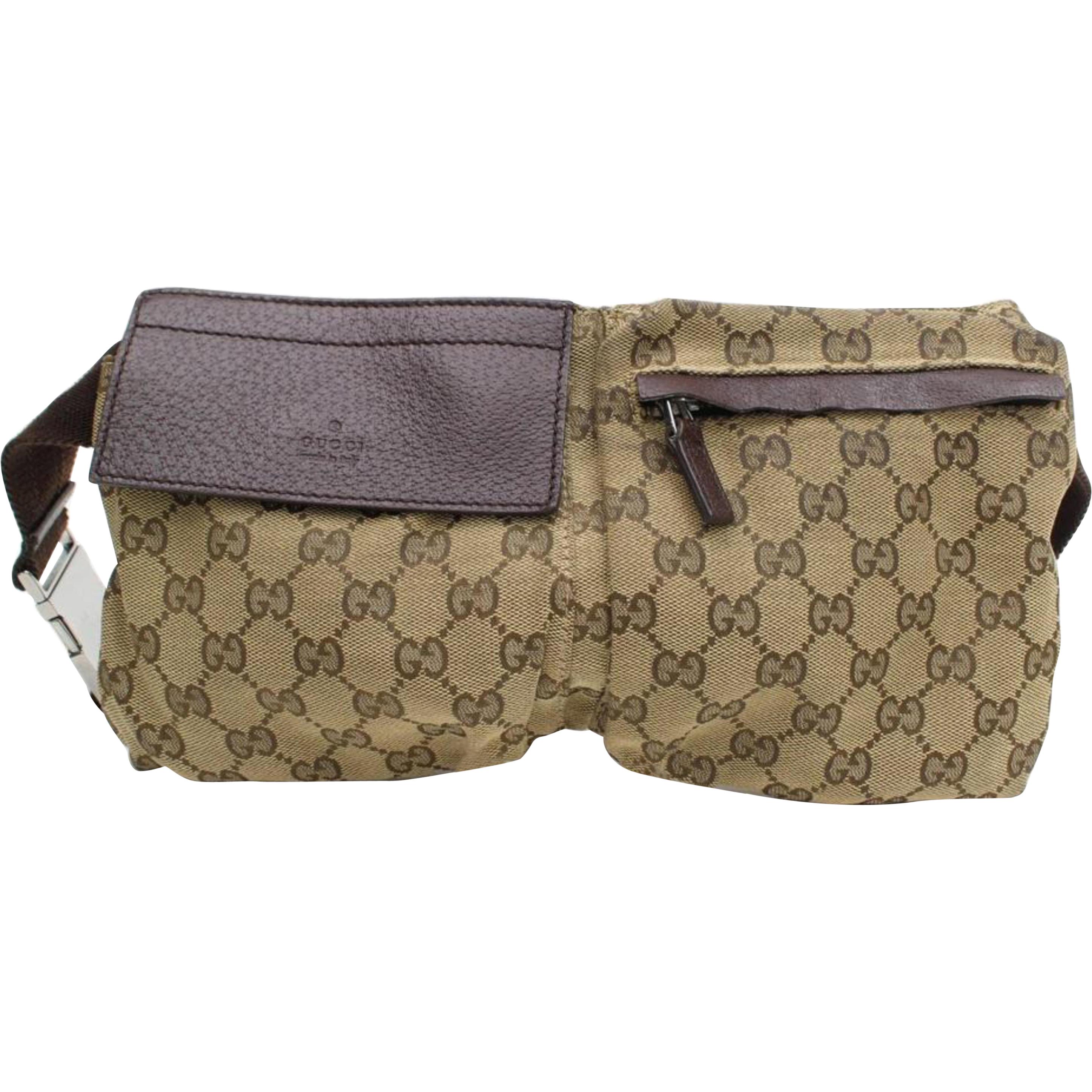 Gucci Monogram Gg Waist Pouch Fanny Pack 868298 Brown Canvas Cross Body Bag For Sale