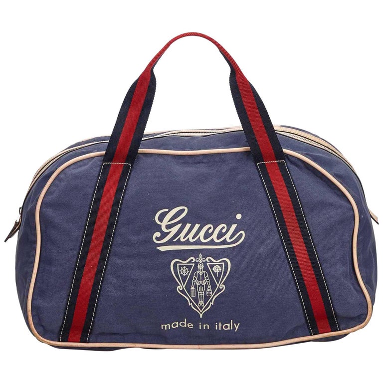 Gucci Blue Nylon Logo Duffel Bag at 1stDibs