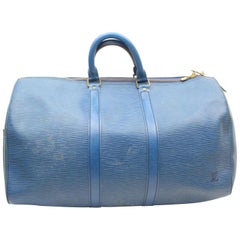 Louis Vuitton Keepall Duffle Epi Toledo 45 869483 Blue Leather Weekend/Travel Ba